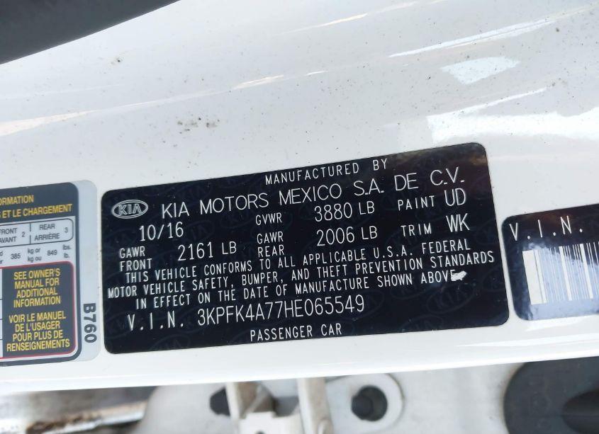 Photo 9 of 2017 Kia Forte LX (VIN 3KPFK4A77HE065549)