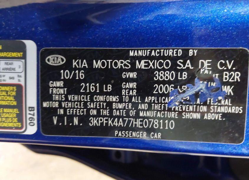 Photo 9 of 2017 Kia Forte LX (VIN 3KPFK4A77HE078110)