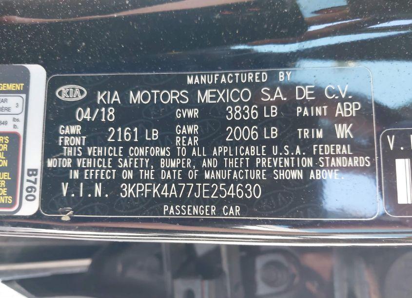 Photo 9 of 2018 Kia Forte LX (VIN 3KPFK4A77JE254630)