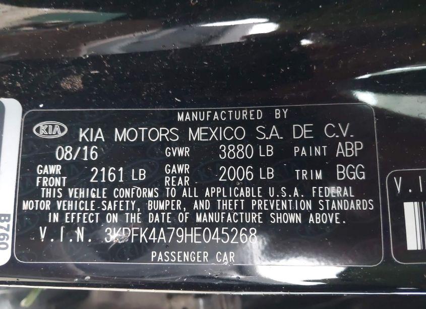 Photo 9 of 2017 Kia Forte LX (VIN 3KPFK4A79HE045268)