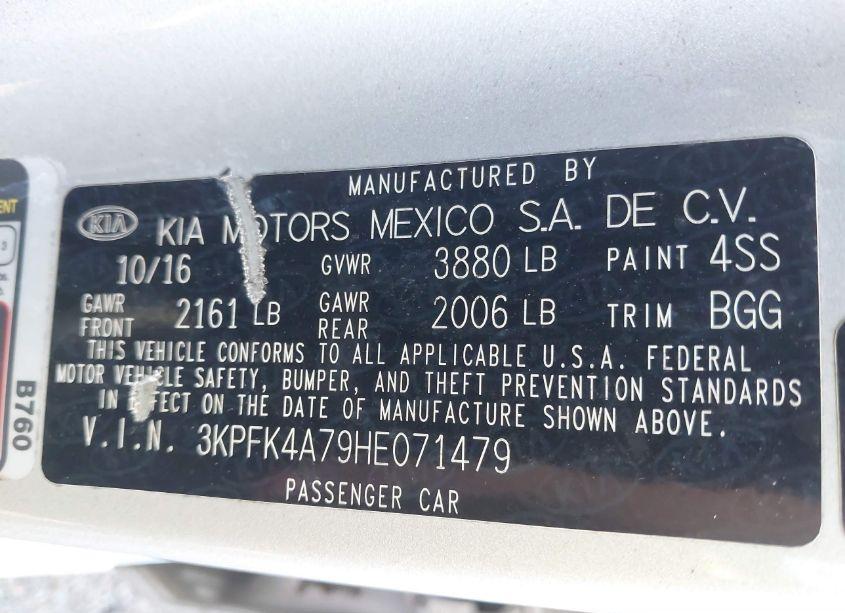 Photo 9 of 2017 Kia Forte LX (VIN 3KPFK4A79HE071479)