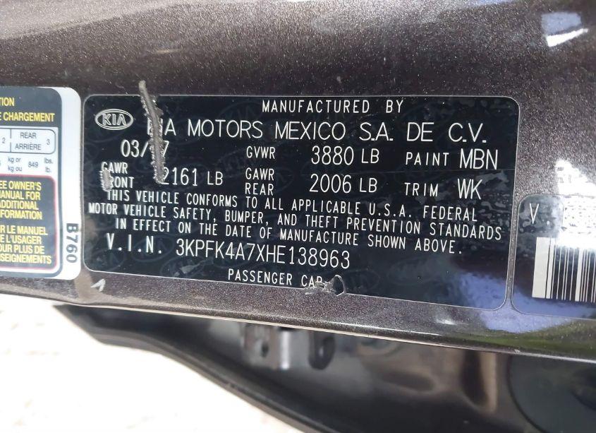 Photo 9 of 2017 Kia Forte LX (VIN 3KPFK4A7XHE138963)