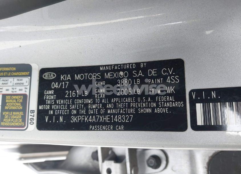 Photo 9 of 2017 Kia Forte LX (VIN 3KPFK4A7XHE148327)