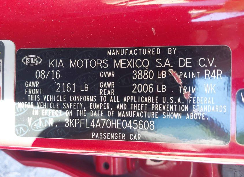 Photo 9 of 2017 Kia Forte S (VIN 3KPFL4A70HE045608)