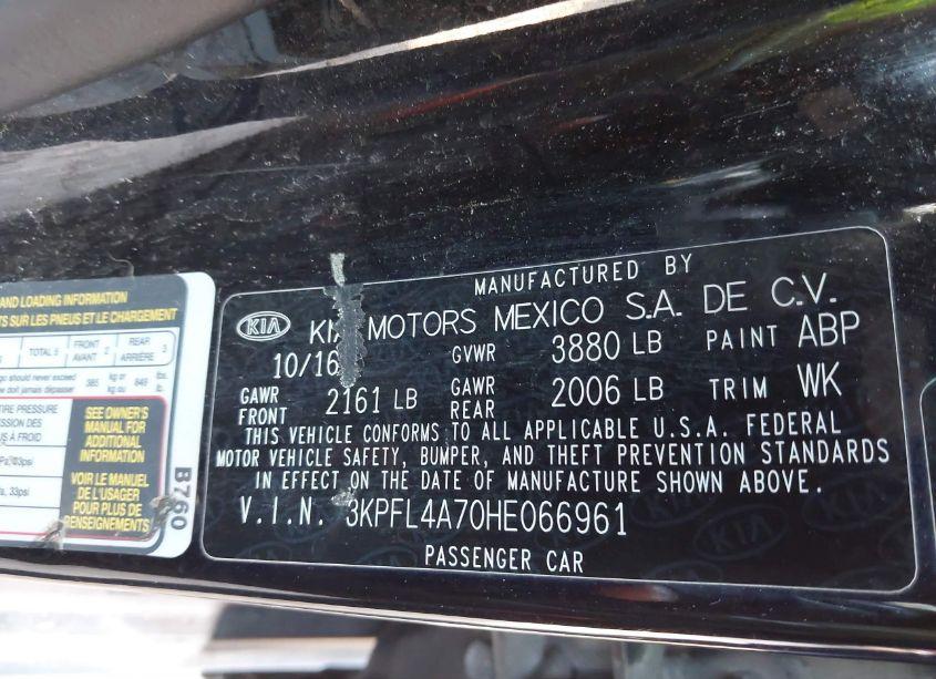 Photo 9 of 2017 Kia Forte LX (VIN 3KPFL4A70HE066961)