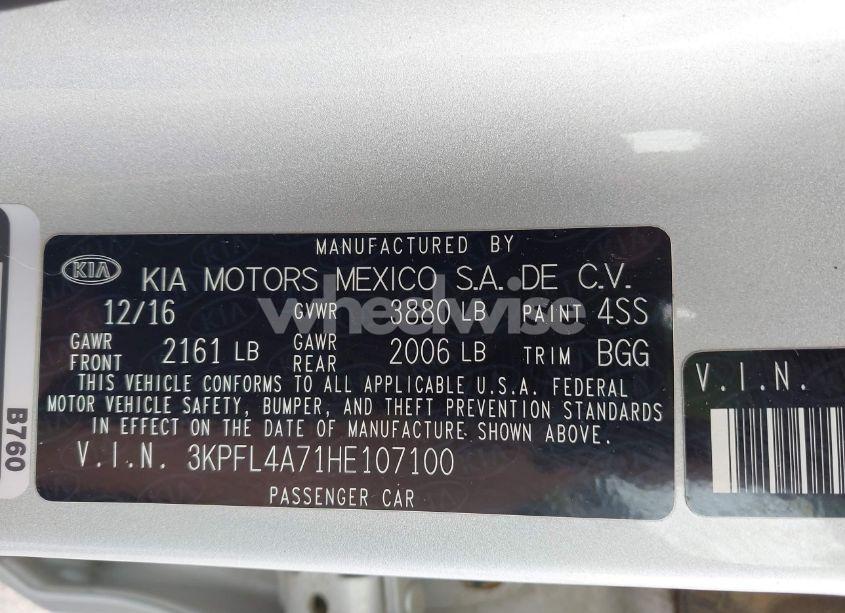 Photo 9 of 2017 Kia Forte LX (VIN 3KPFL4A71HE107100)