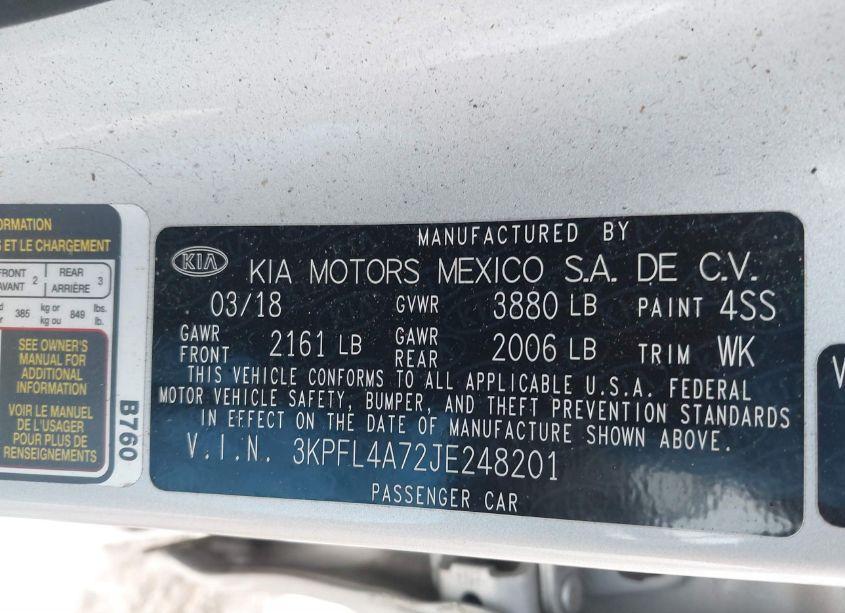 Photo 9 of 2018 Kia Forte LX (VIN 3KPFL4A72JE248201)