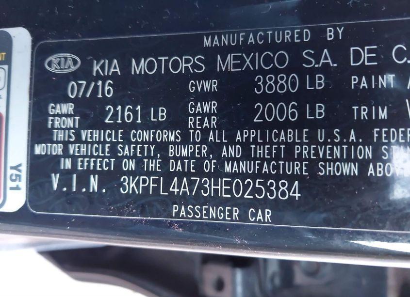 Photo 9 of 2017 Kia Forte S (VIN 3KPFL4A73HE025384)