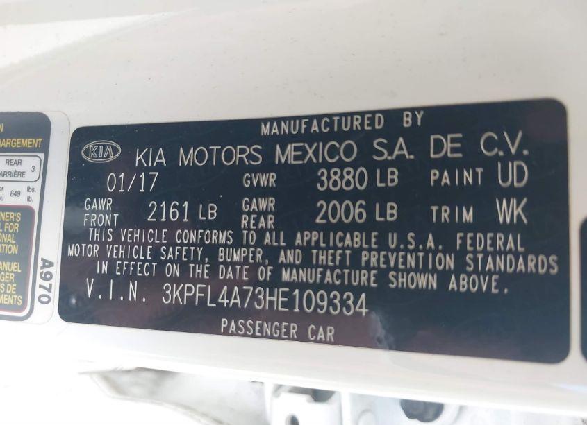 Photo 9 of 2017 Kia Forte S (VIN 3KPFL4A73HE109334)