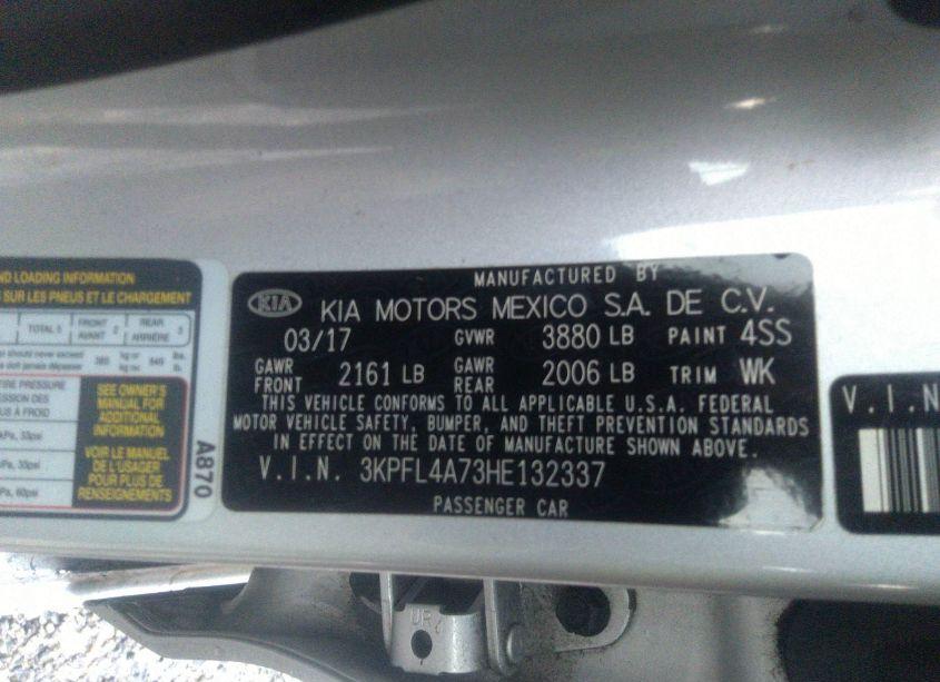 Photo 9 of 2017 Kia Forte LX (VIN 3KPFL4A73HE132337)