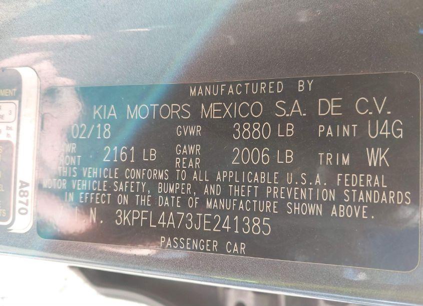 Photo 9 of 2018 Kia Forte S (VIN 3KPFL4A73JE241385)