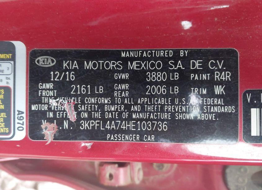 Photo 9 of 2017 Kia Forte S (VIN 3KPFL4A74HE103736)