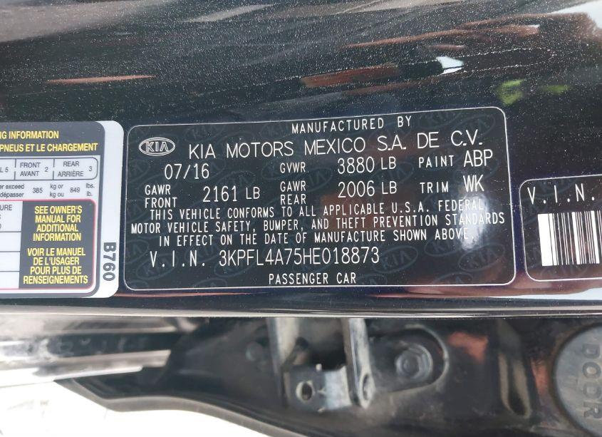 Photo 9 of 2017 Kia Forte LX (VIN 3KPFL4A75HE018873)