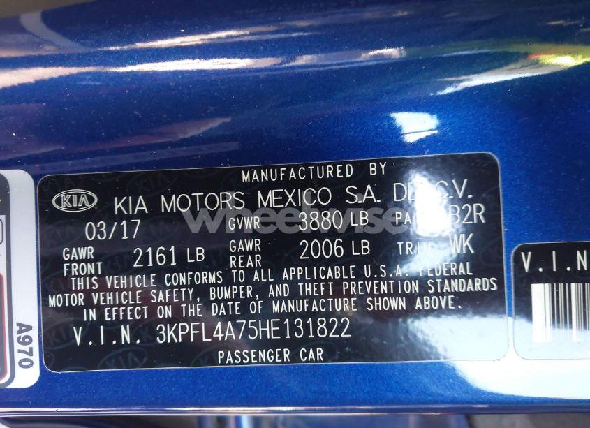 Photo 9 of 2017 Kia Forte S (VIN 3KPFL4A75HE131822)