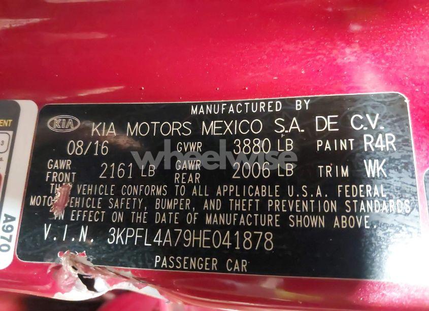 Photo 9 of 2017 Kia Forte S (VIN 3KPFL4A79HE041878)