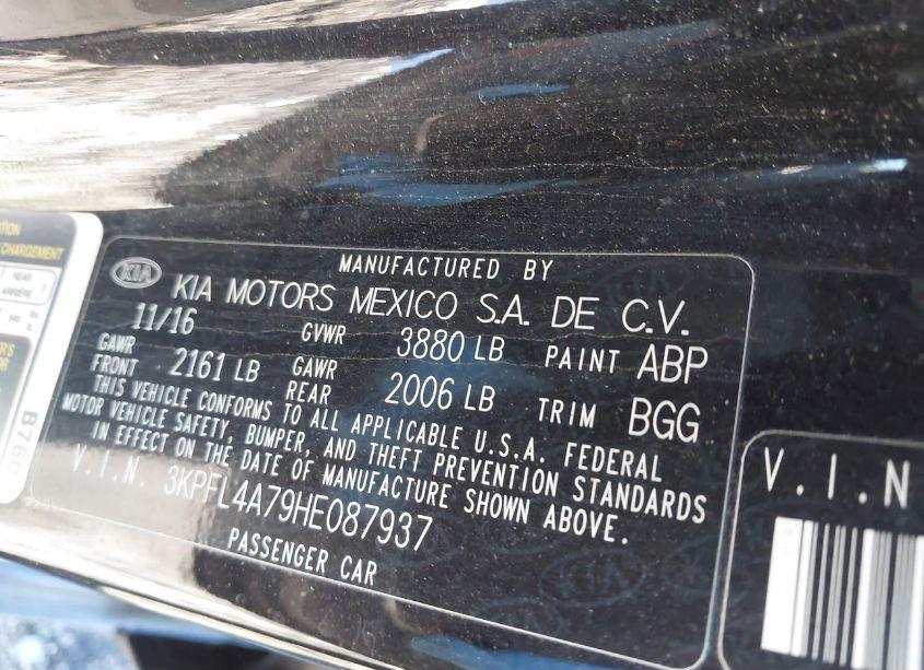 Photo 9 of 2017 Kia Forte LX (VIN 3KPFL4A79HE087937)