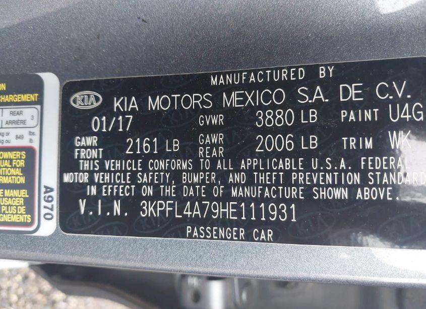 Photo 9 of 2017 Kia Forte S (VIN 3KPFL4A79HE111931)