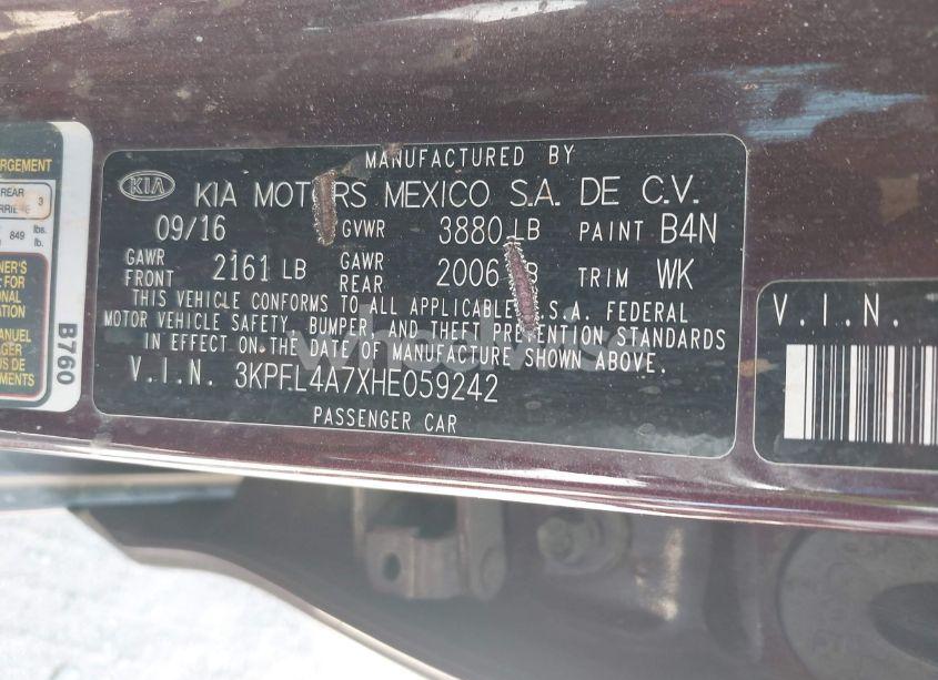 Photo 9 of 2017 Kia Forte LX (VIN 3KPFL4A7XHE059242)