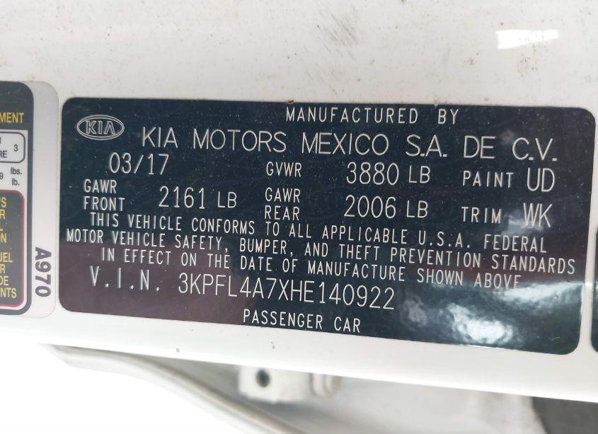 Photo 9 of 2017 Kia Forte S (VIN 3KPFL4A7XHE140922)