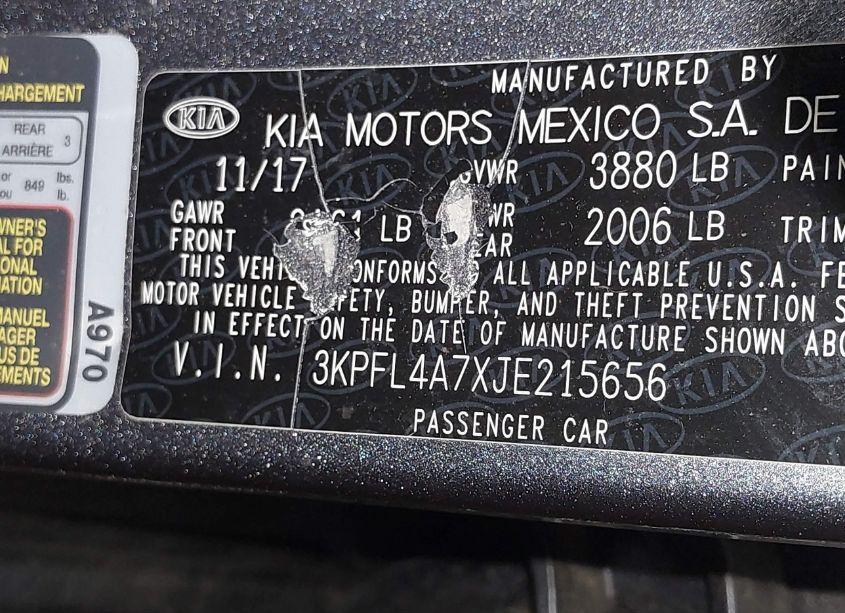 Photo 9 of 2018 Kia Forte S (VIN 3KPFL4A7XJE215656)