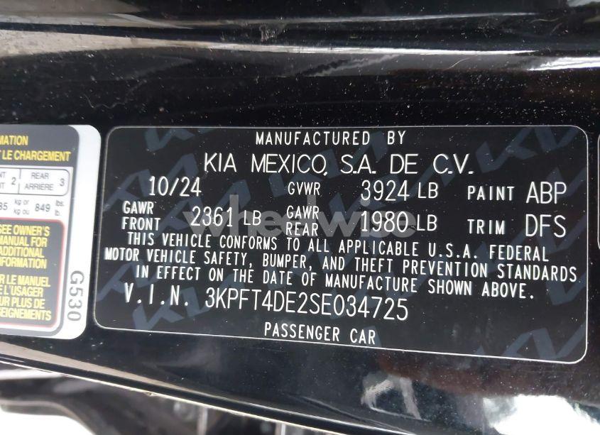 Photo 9 of 2025 Kia K4 LX (VIN 3KPFT4DE2SE034725)