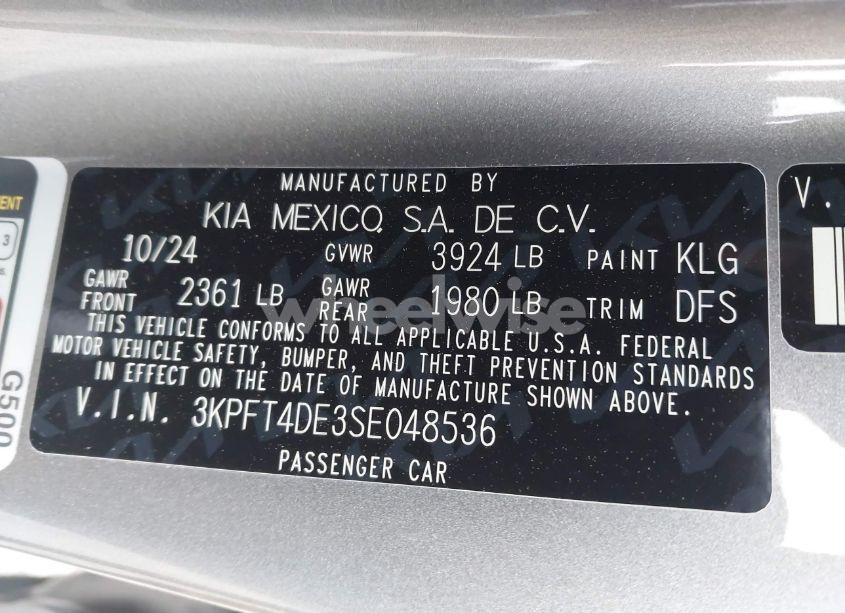 Photo 9 of 2025 Kia K4 LXS (VIN 3KPFT4DE3SE048536)