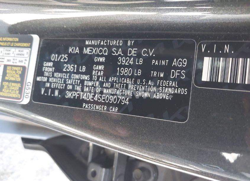 Photo 9 of 2025 Kia K4 LX (VIN 3KPFT4DE4SE090794)