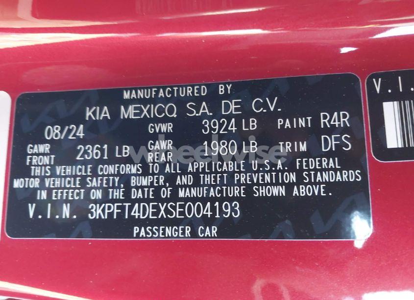 Photo 9 of 2025 Kia K4 LXS (VIN 3KPFT4DEXSE004193)