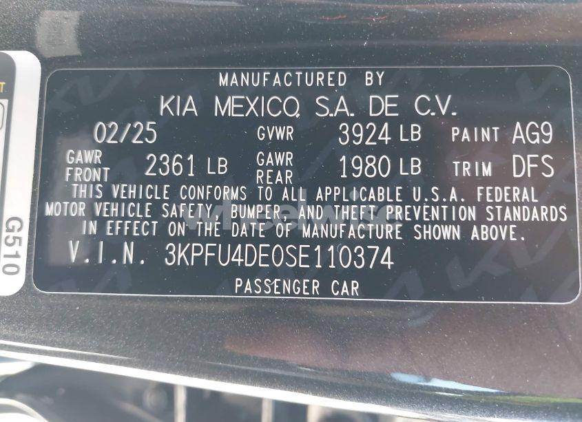 Photo 9 of 2025 Kia K4 EX (VIN 3KPFU4DE0SE110374)