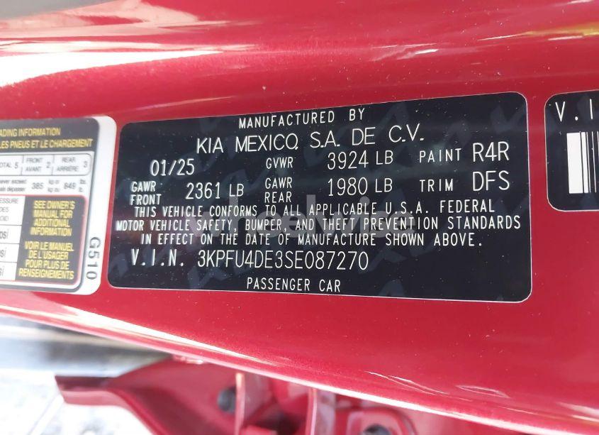 Photo 9 of 2025 Kia K4 EX (VIN 3KPFU4DE3SE087270)