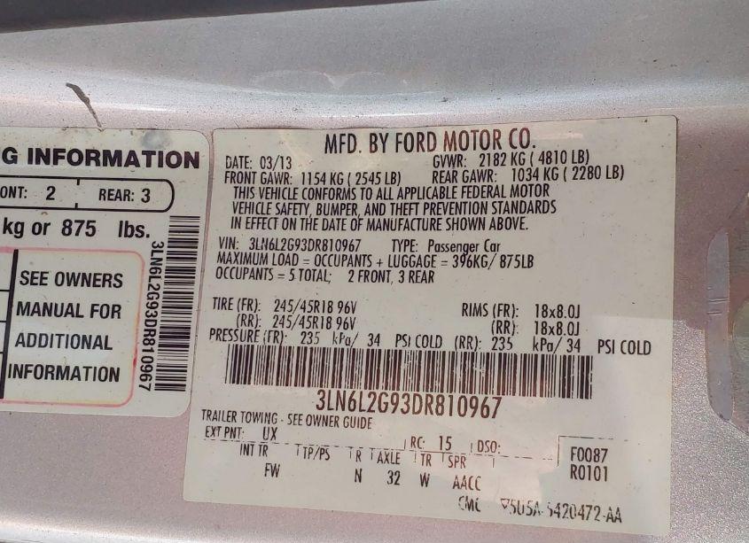 Photo 9 of 2013 Lincoln Mkz (VIN 3LN6L2G93DR810967)