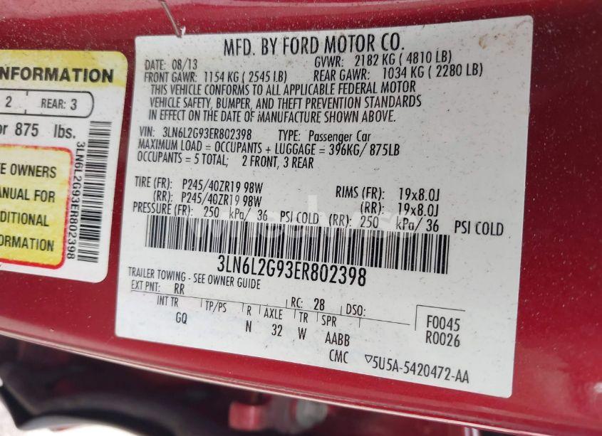 Photo 9 of 2014 Lincoln Mkz (VIN 3LN6L2G93ER802398)