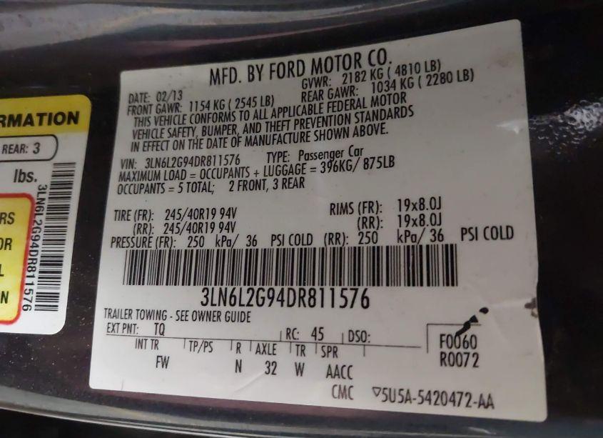 Photo 9 of 2013 Lincoln Mkz (VIN 3LN6L2G94DR811576)