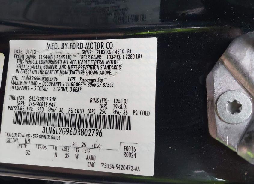 Photo 9 of 2013 Lincoln Mkz (VIN 3LN6L2G96DR802796)