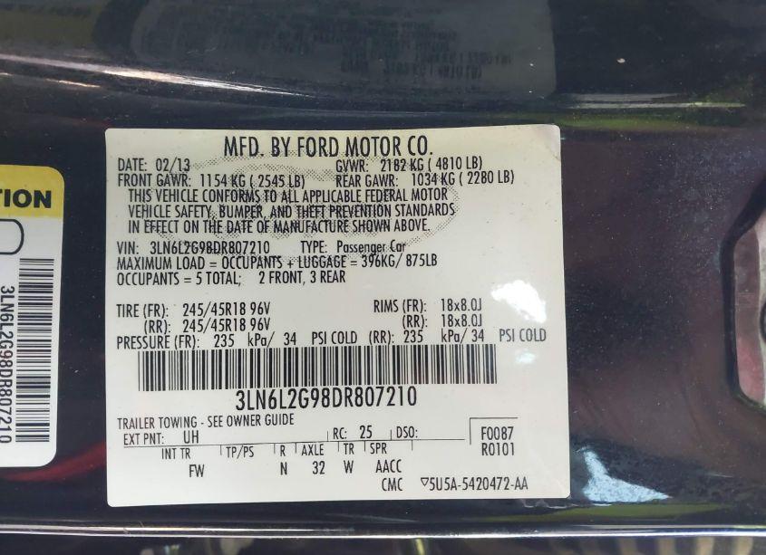 Photo 9 of 2013 Lincoln Mkz (VIN 3LN6L2G98DR807210)