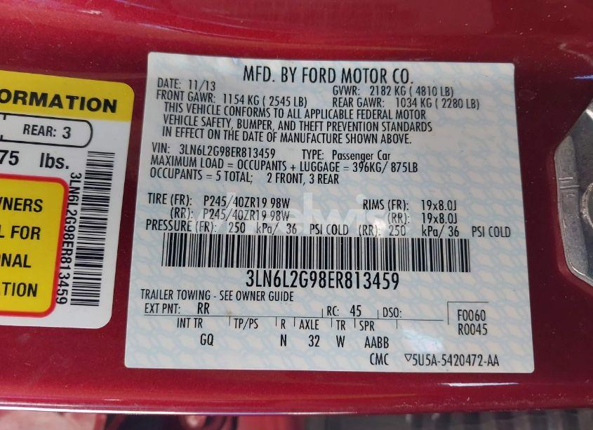 Photo 9 of 2014 Lincoln Mkz (VIN 3LN6L2G98ER813459)