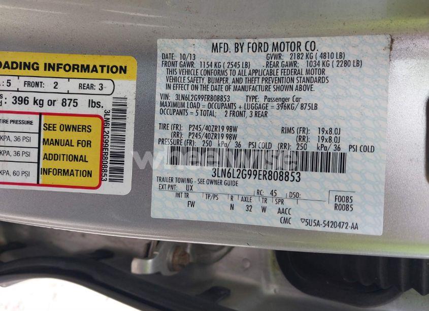 Photo 9 of 2014 Lincoln Mkz (VIN 3LN6L2G99ER808853)