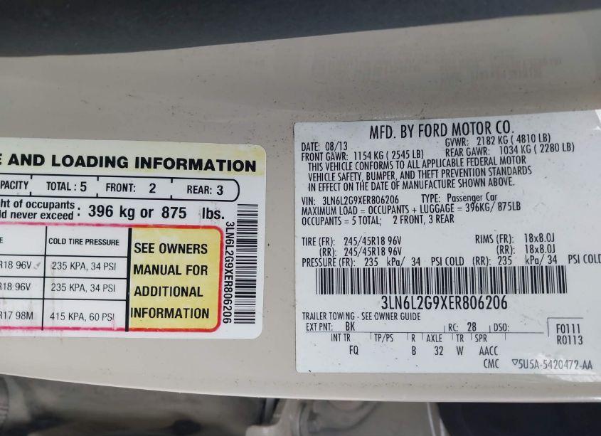 Photo 9 of 2014 Lincoln Mkz (VIN 3LN6L2G9XER806206)