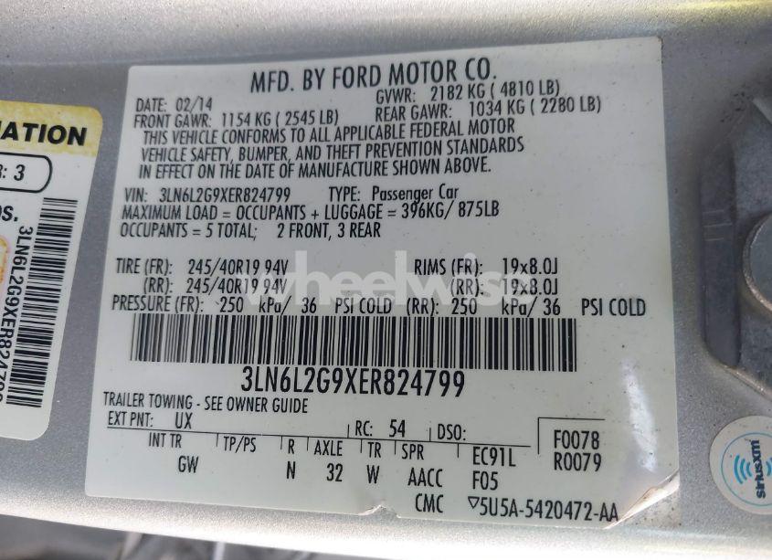 Photo 9 of 2014 Lincoln Mkz (VIN 3LN6L2G9XER824799)