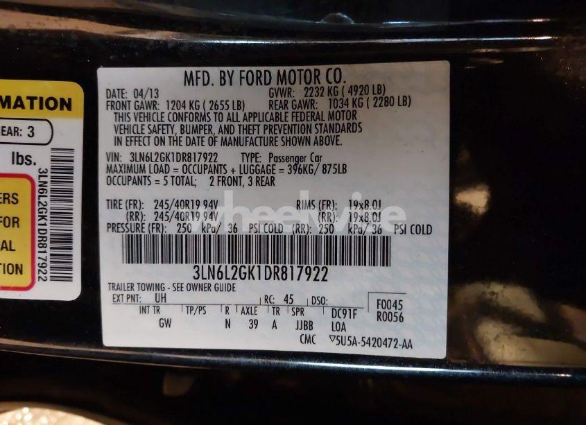 Photo 9 of 2013 Lincoln Mkz (VIN 3LN6L2GK1DR817922)