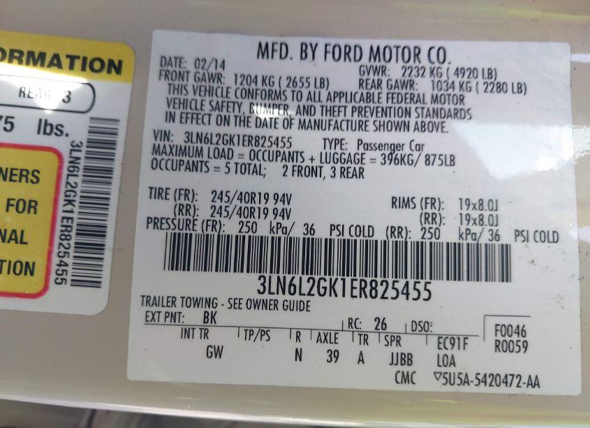 Photo 9 of 2014 Lincoln Mkz (VIN 3LN6L2GK1ER825455)