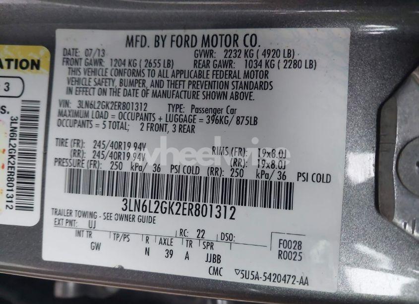 Photo 9 of 2014 Lincoln Mkz (VIN 3LN6L2GK2ER801312)