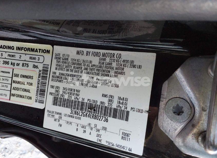 Photo 9 of 2014 Lincoln Mkz (VIN 3LN6L2GK4ER802736)