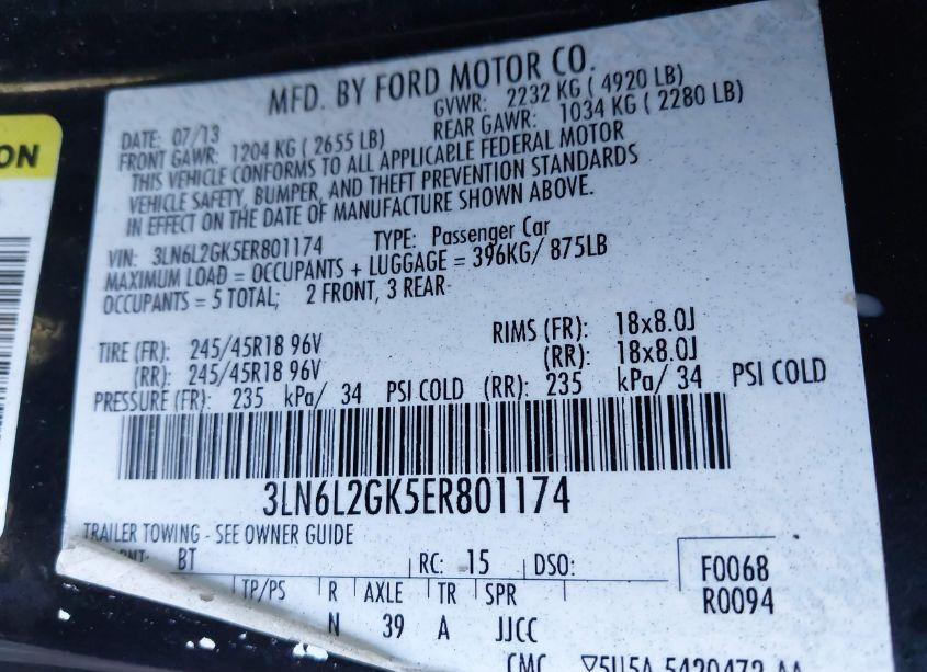 Photo 9 of 2014 Lincoln Mkz (VIN 3LN6L2GK5ER801174)