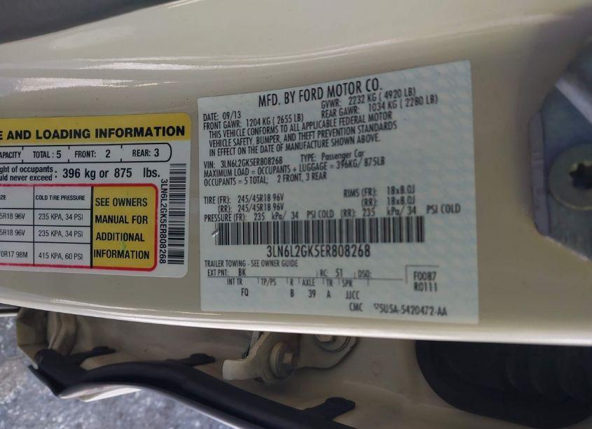 Photo 9 of 2014 Lincoln Mkz (VIN 3LN6L2GK5ER808268)