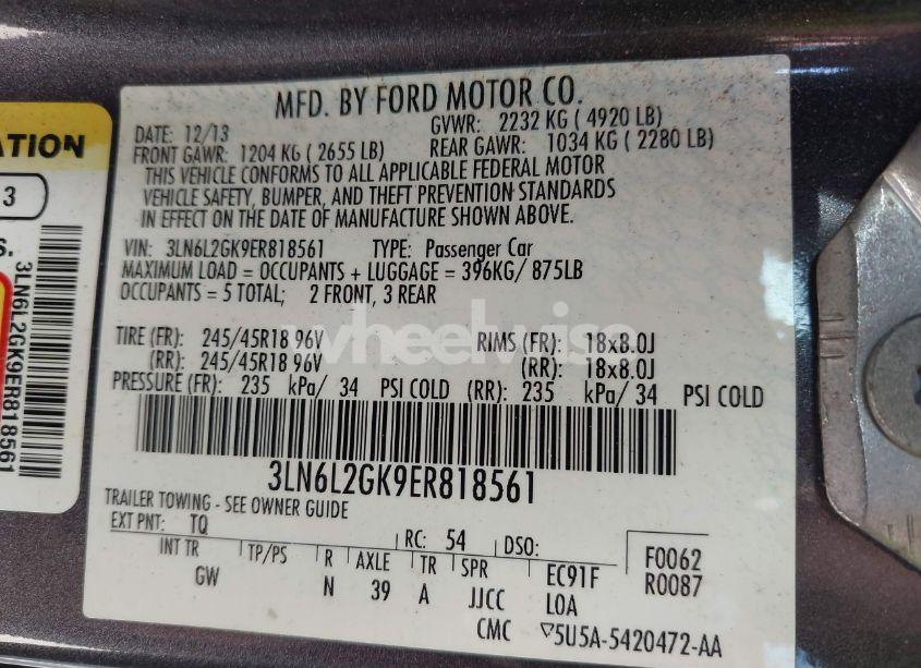 Photo 9 of 2014 Lincoln Mkz (VIN 3LN6L2GK9ER818561)