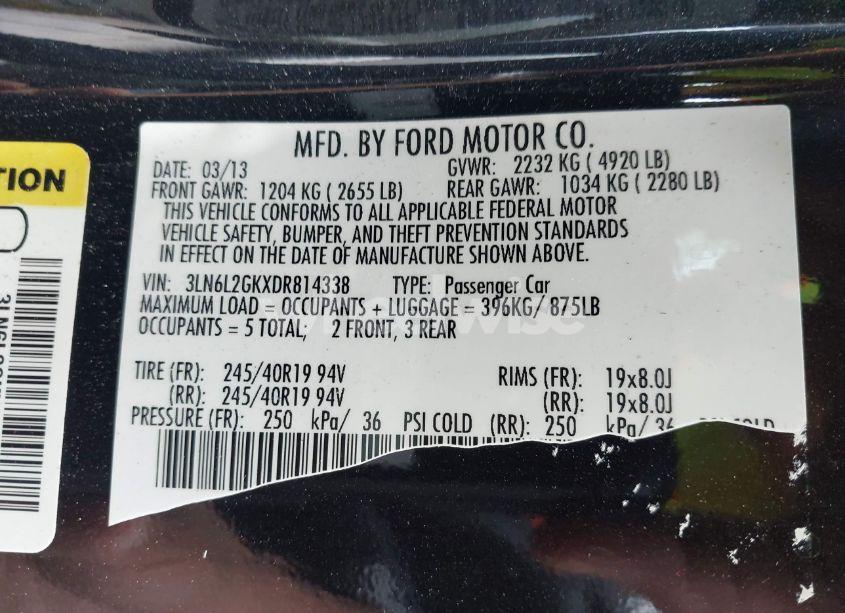 Photo 9 of 2013 Lincoln Mkz (VIN 3LN6L2GKXDR814338)