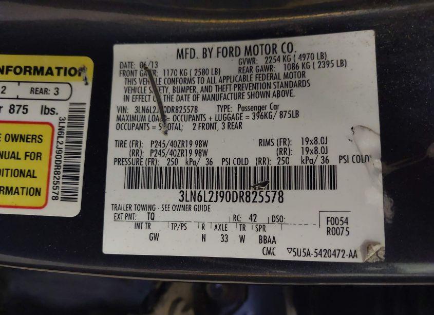 Photo 9 of 2013 Lincoln Mkz (VIN 3LN6L2J90DR825578)