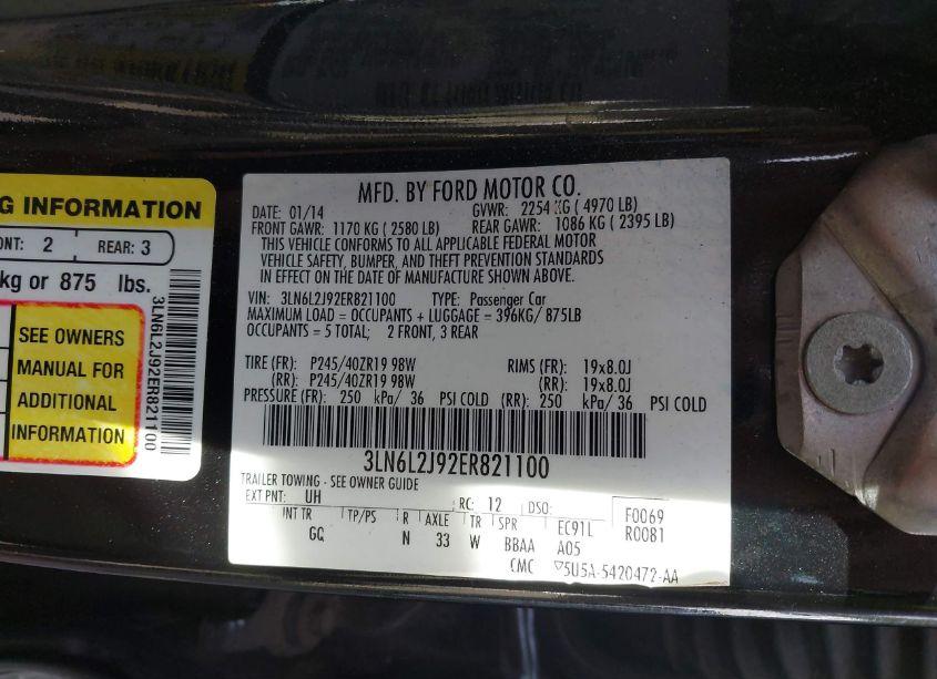 Photo 9 of 2014 Lincoln Mkz (VIN 3LN6L2J92ER821100)