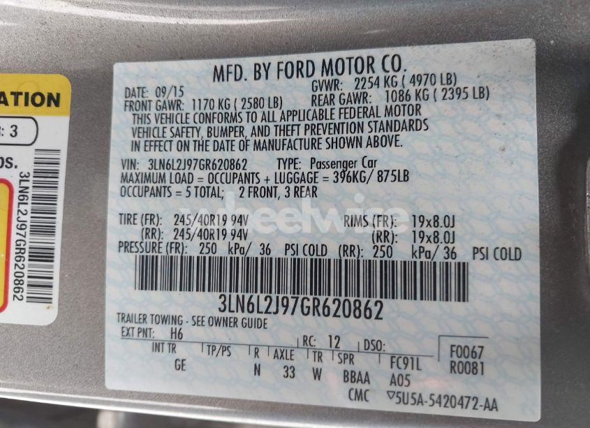 Photo 9 of 2016 Lincoln Mkz (VIN 3LN6L2J97GR620862)